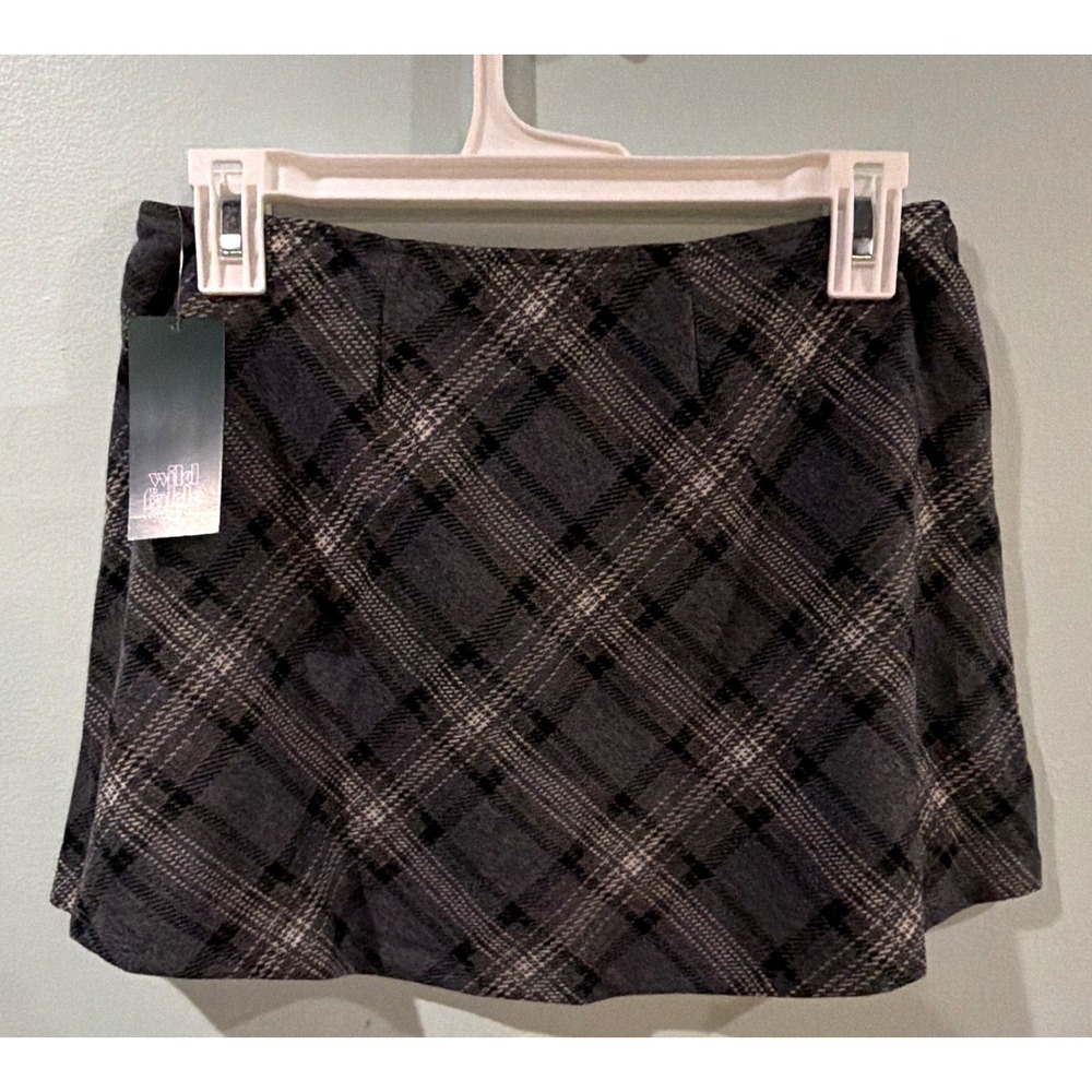 Wild Fable Gray Black Plaid Mini Skort Size S Woven Pull-On